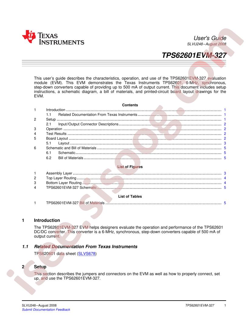 TPS62601EVM-327 User Guide