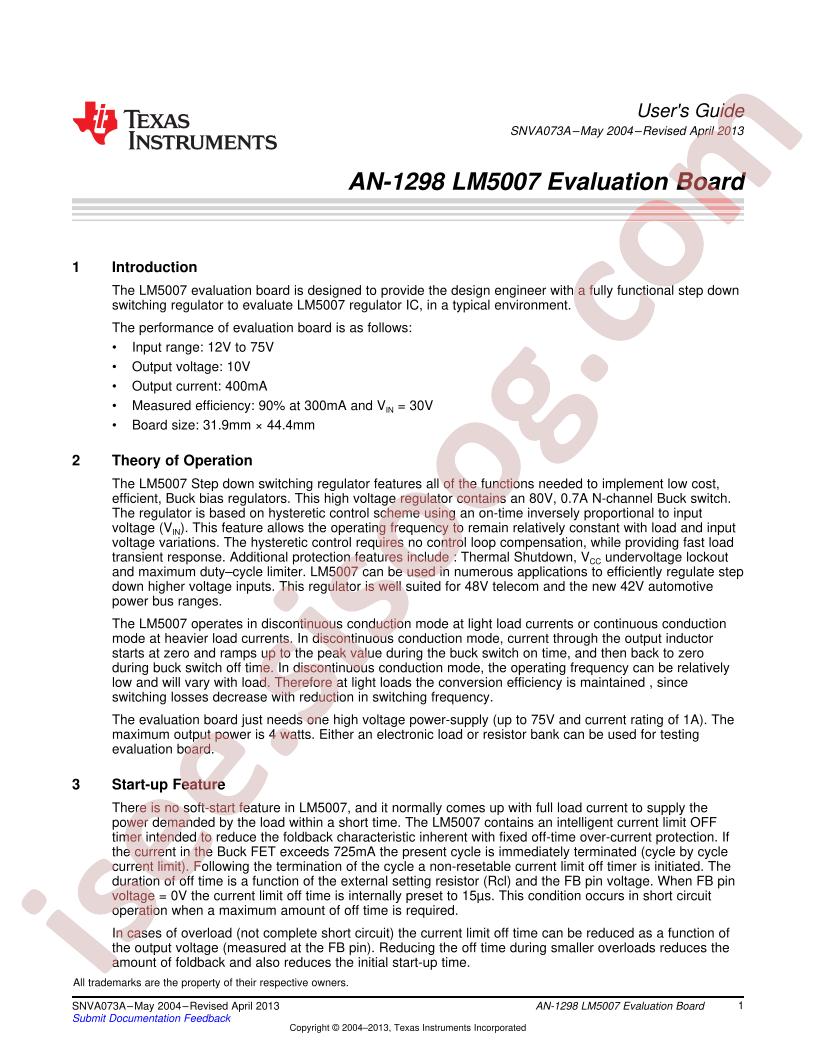 LM5007 Eval Board AppNote