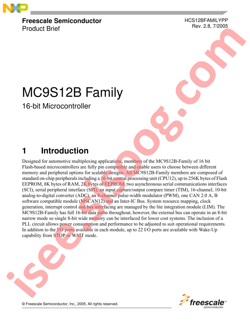 MC9S12B Family, Brief
