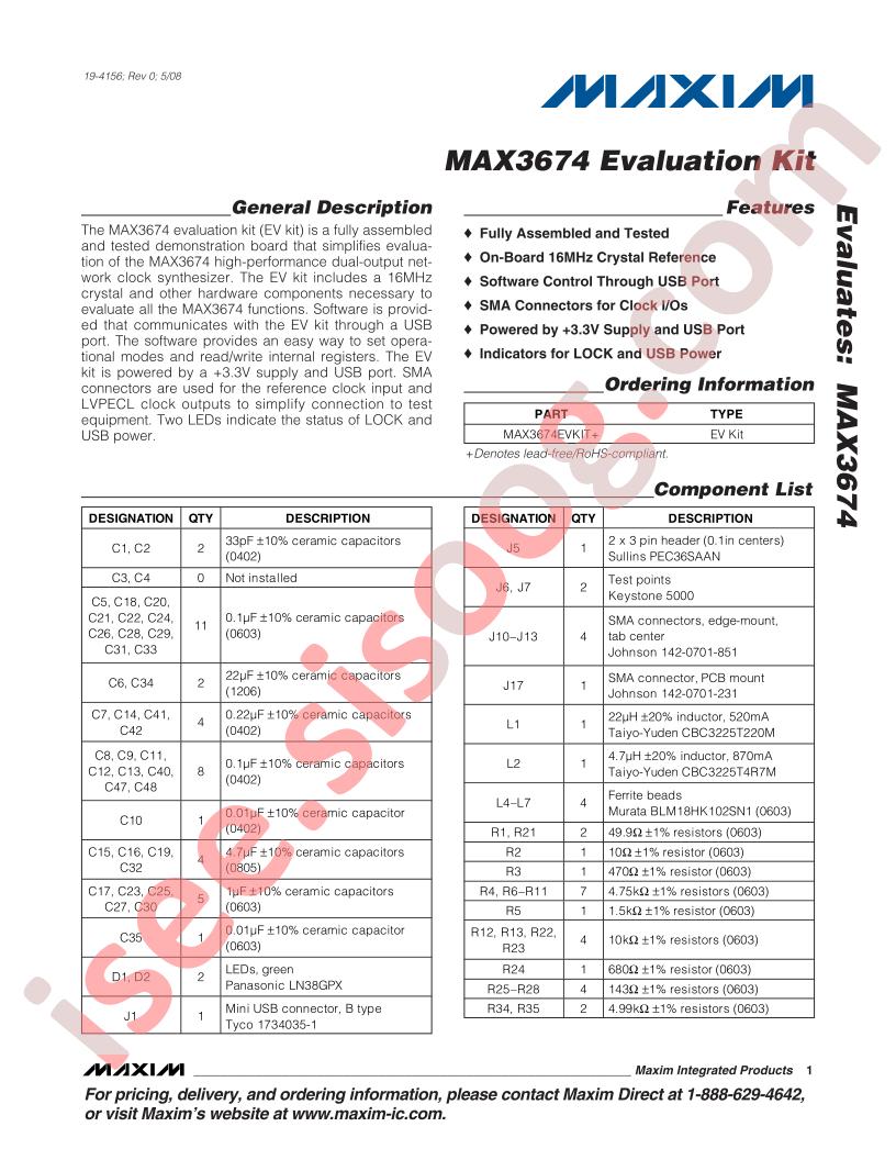 MAX3674 Eval Kit