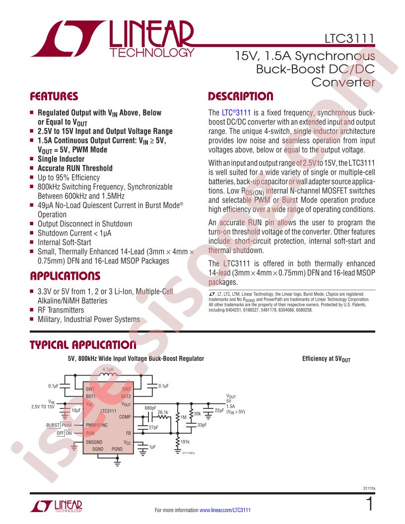 LTC3111 Datasheet