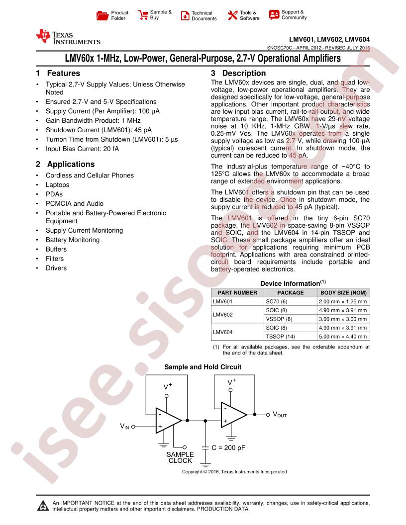LMV601,02,04 Datasheet
