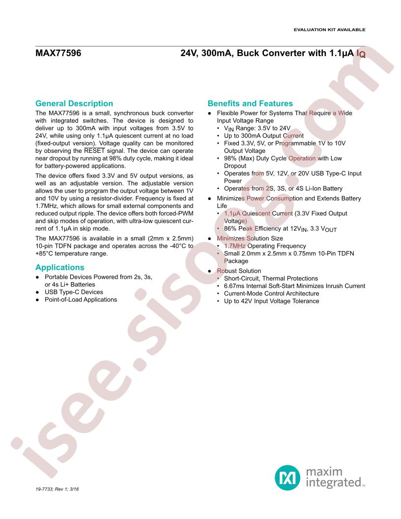 MAX77596 Datasheet