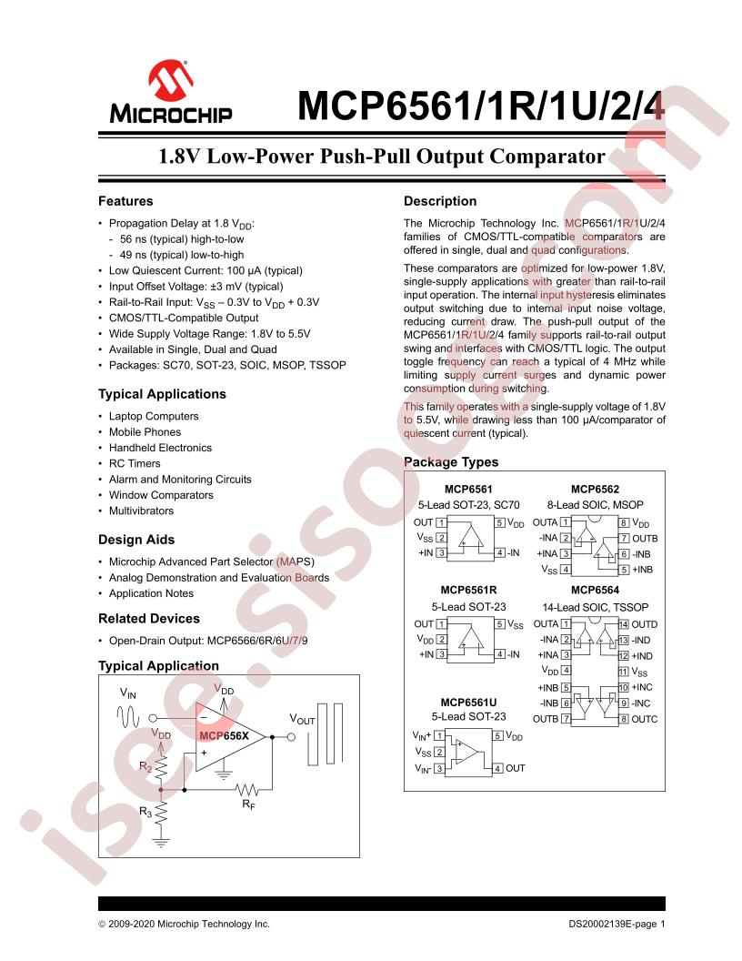 MCP6561/1R/1U/2/4