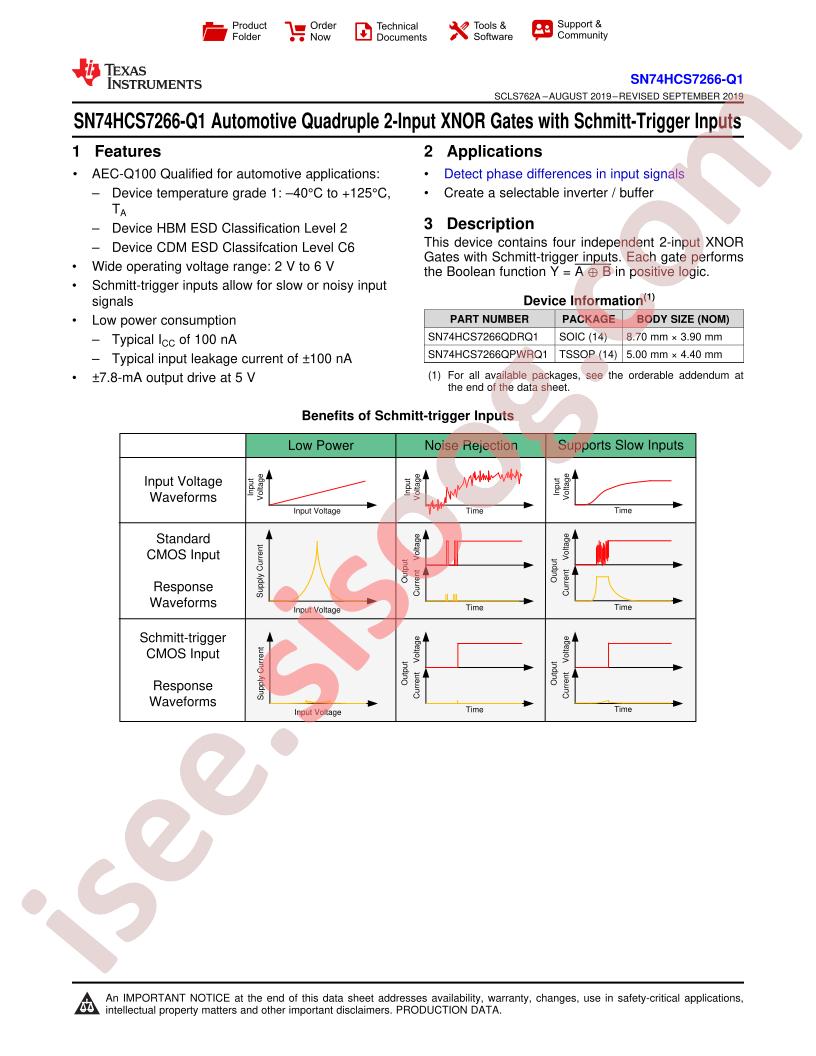 SN74HCS7266-Q1 Datasheet