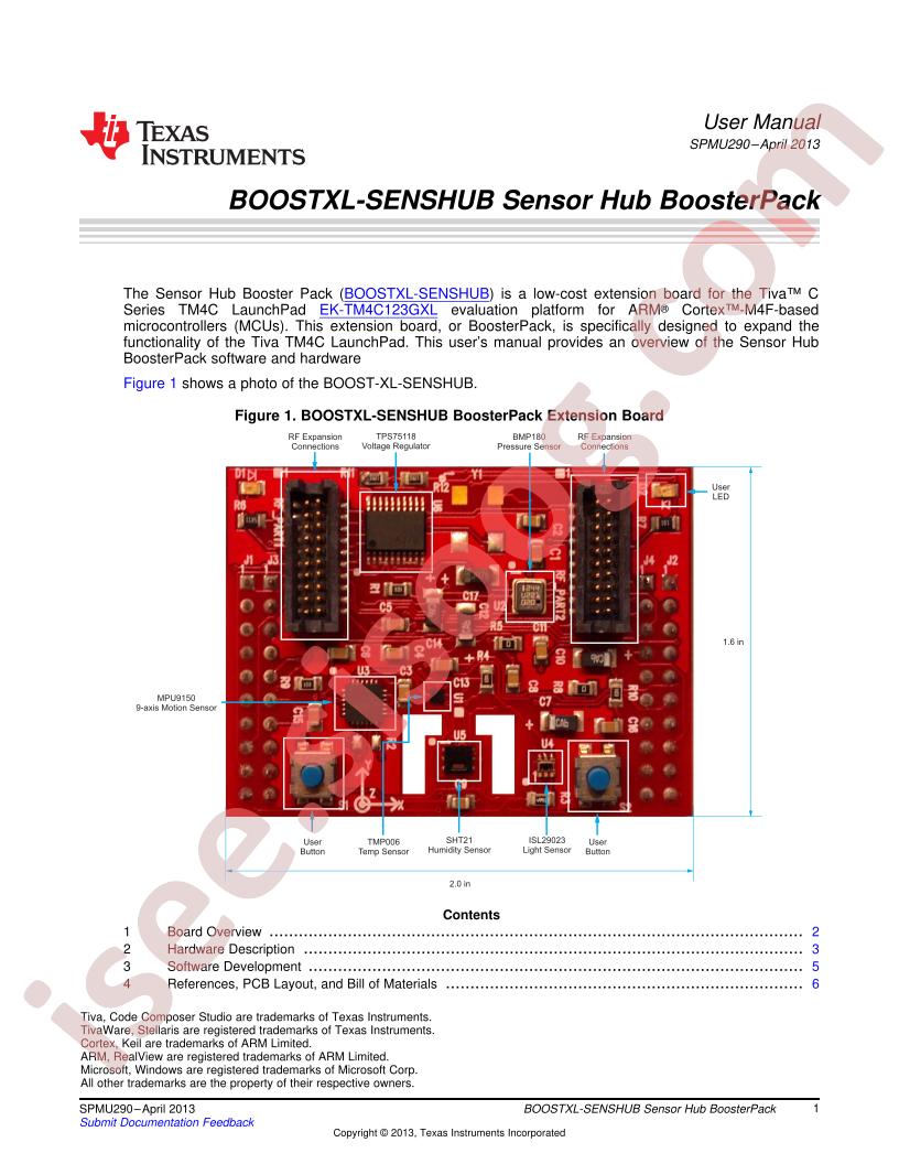 BOOSTXL-SENSHUB User Manual