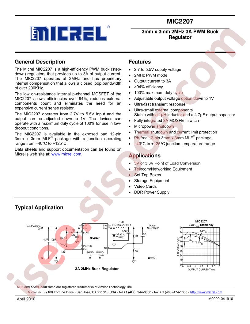 MIC2207 Datasheet