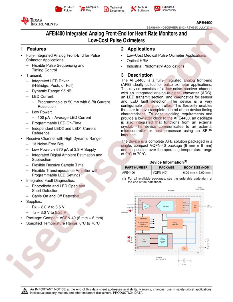 AFE4400 Datasheet