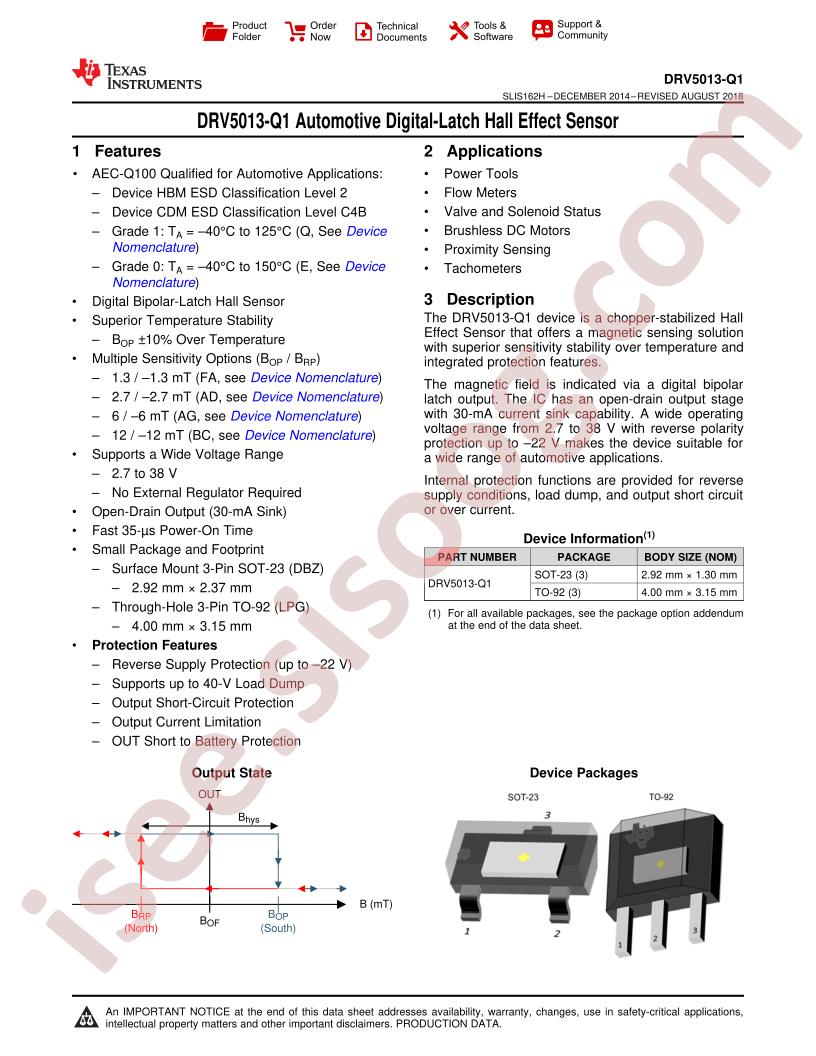 DRV5013-Q1 Datasheet