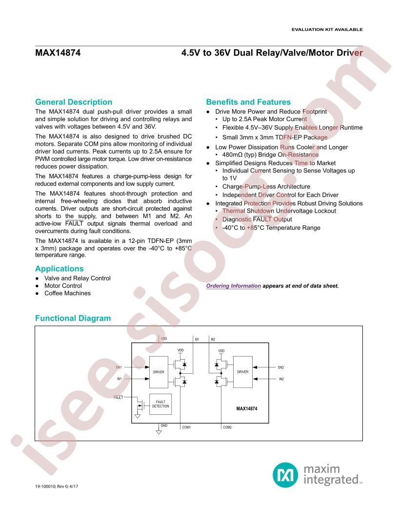 MAX14874 Datasheet