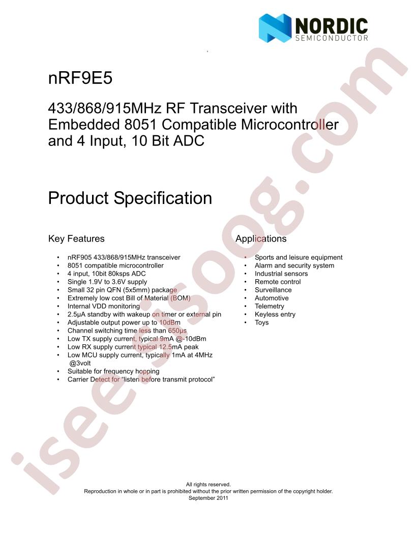 NRF9E5 Specification