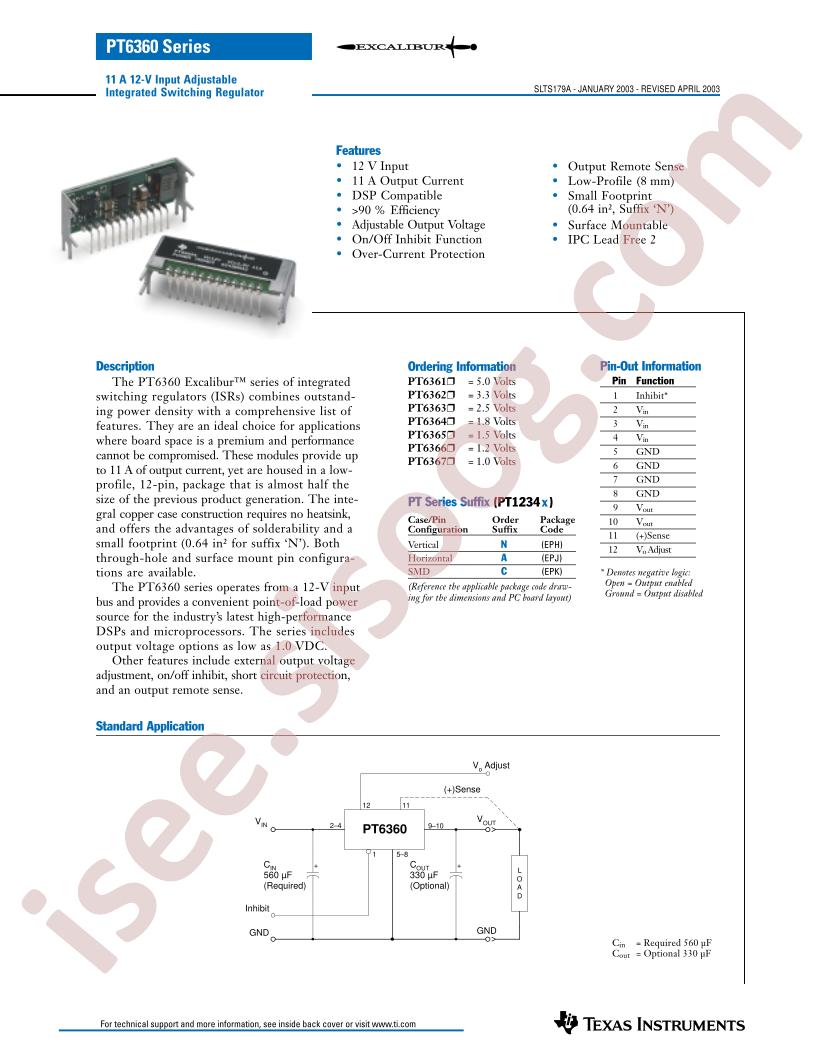 PT6360 Series