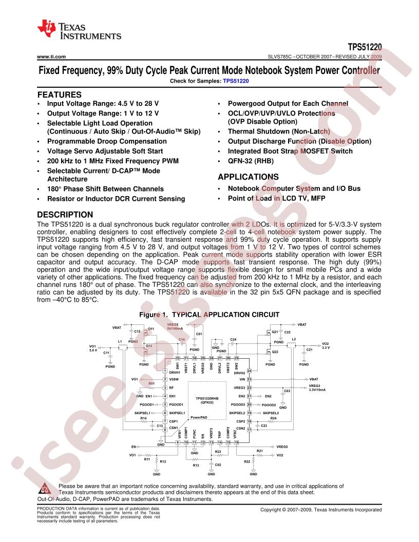 TPS51220 Datasheet