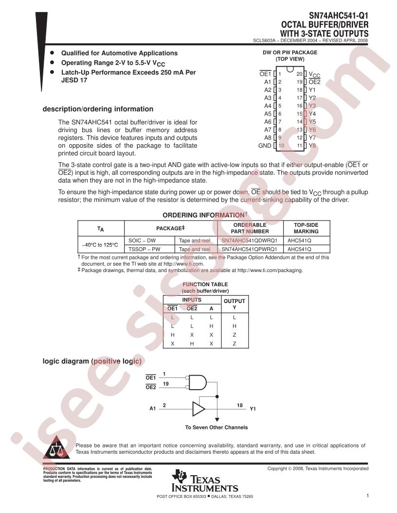 SN74AHC541-Q1