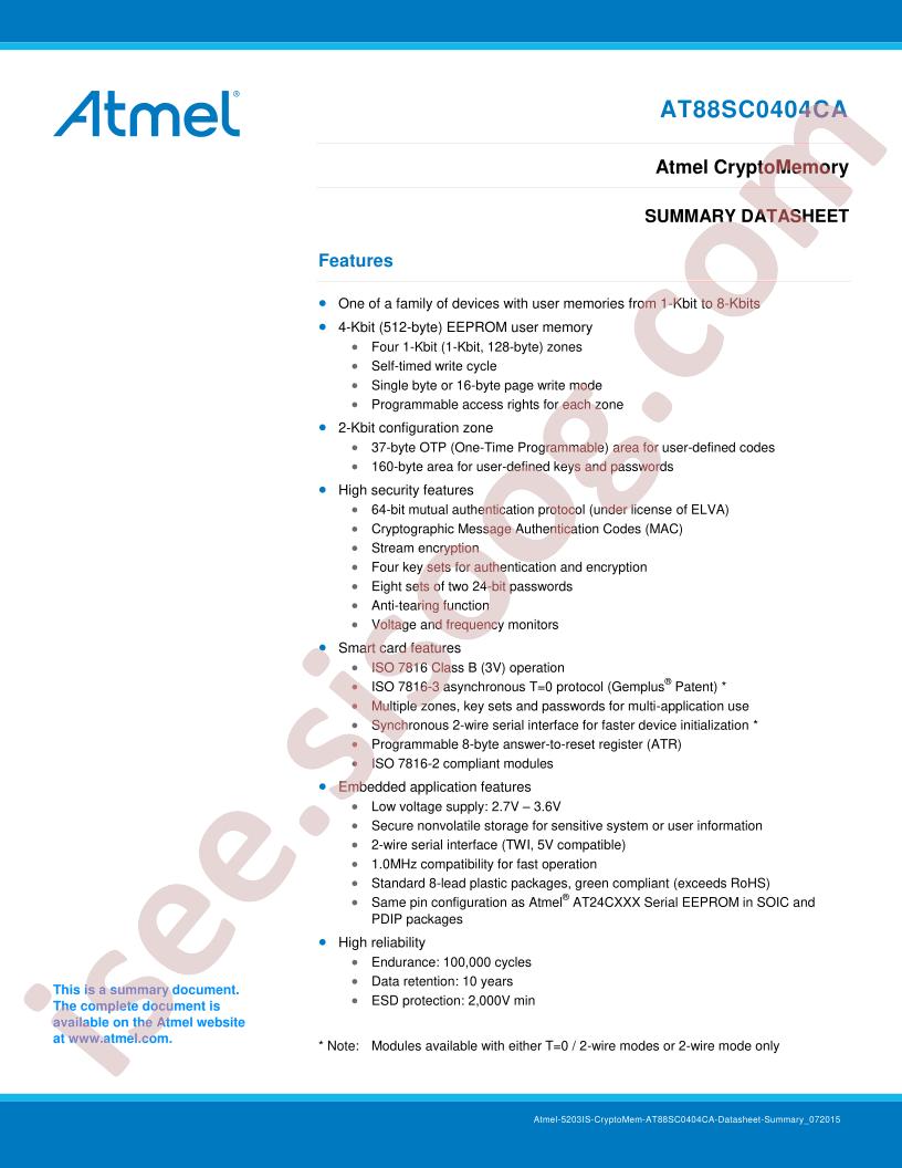 AT88SC0404CA Summary