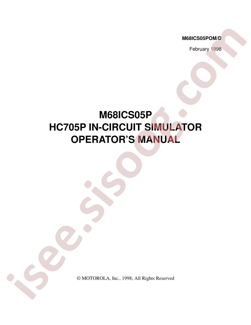 M68ICS05P Manual