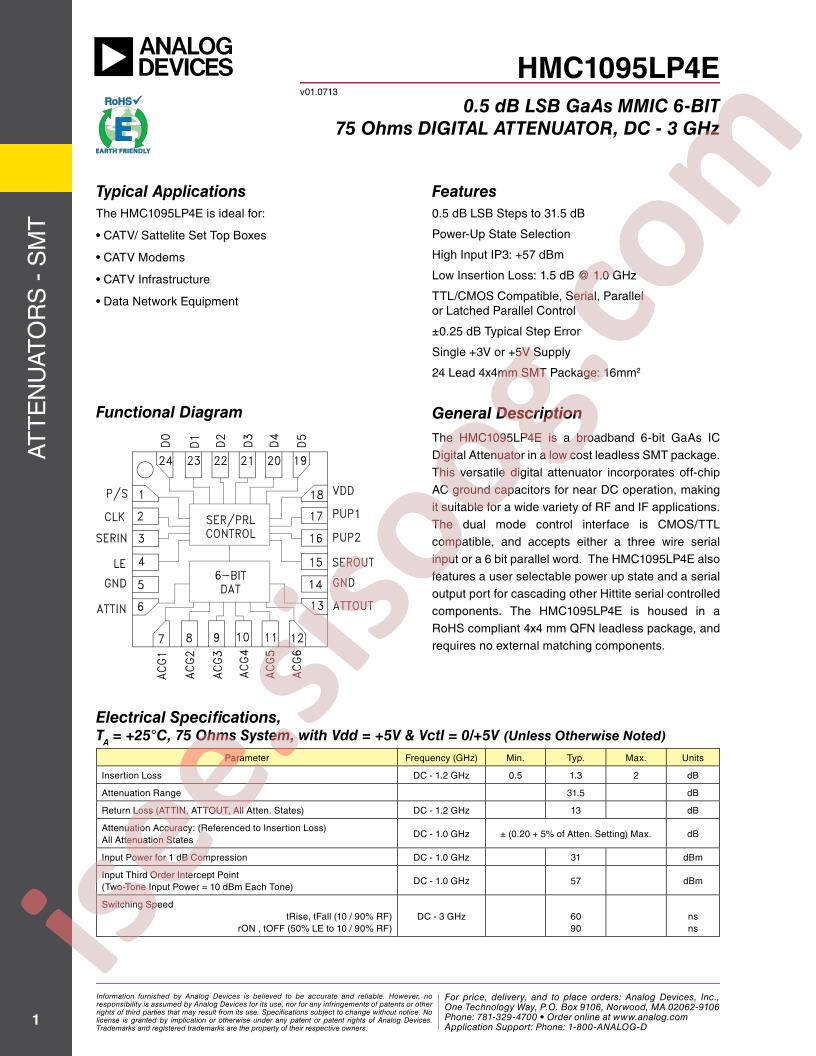 HMC1095LP4E Datasheet