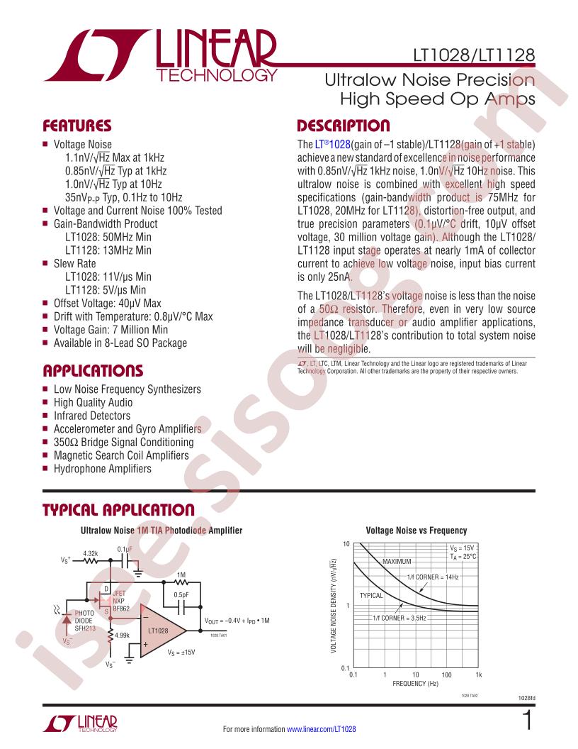 LT1028, LT1128 Datasheet