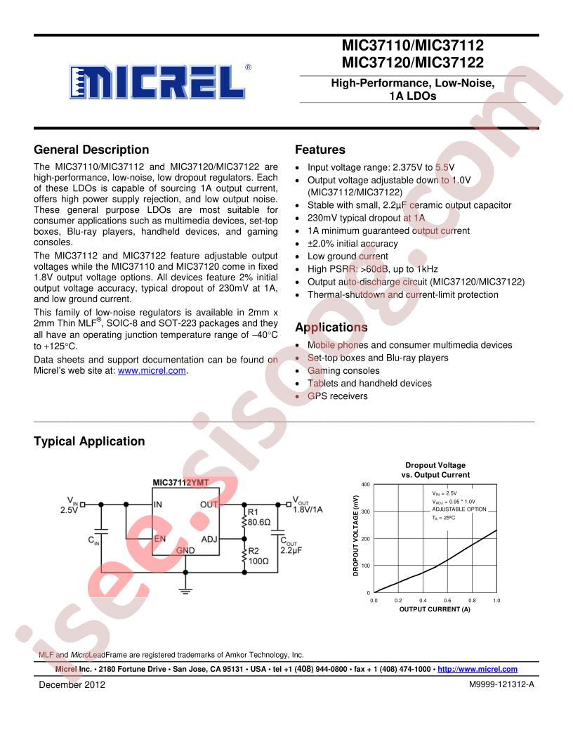 MIC37110/12/20/22 Datasheet