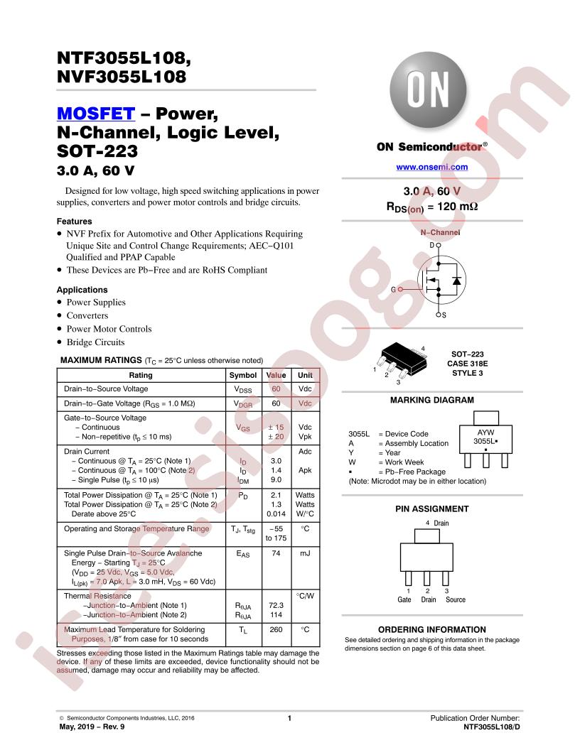 NTF3055L108, NVF3055L108