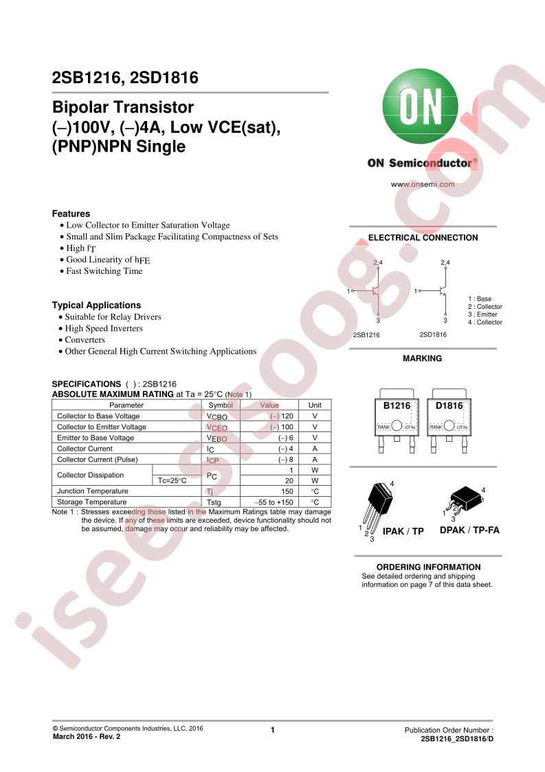 2SB1216/2SD1816