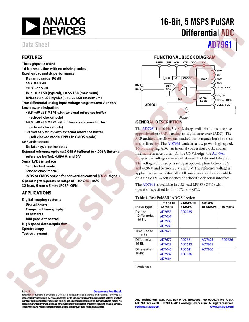 AD7961 Datasheet