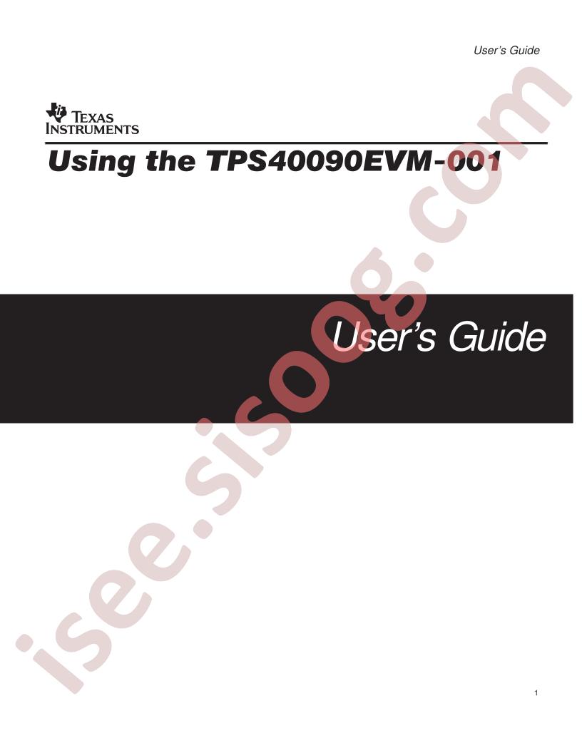 TPS40090EVM-001 User Guide