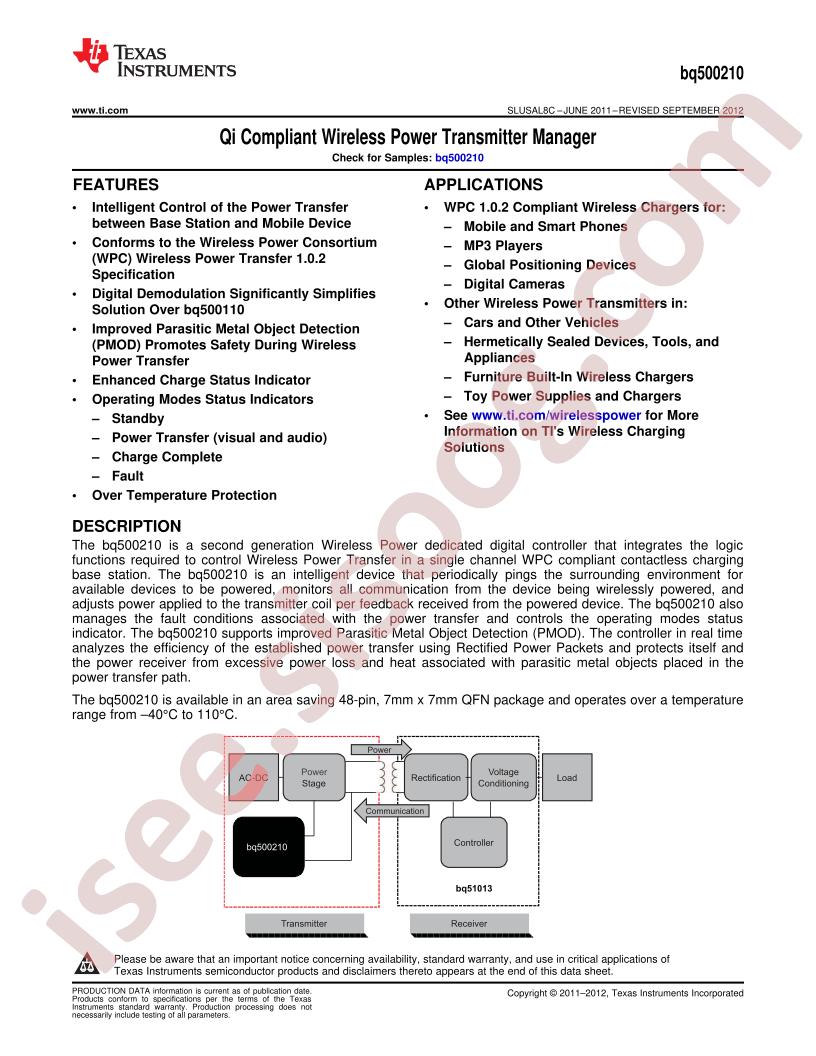 BQ500210 Datasheet