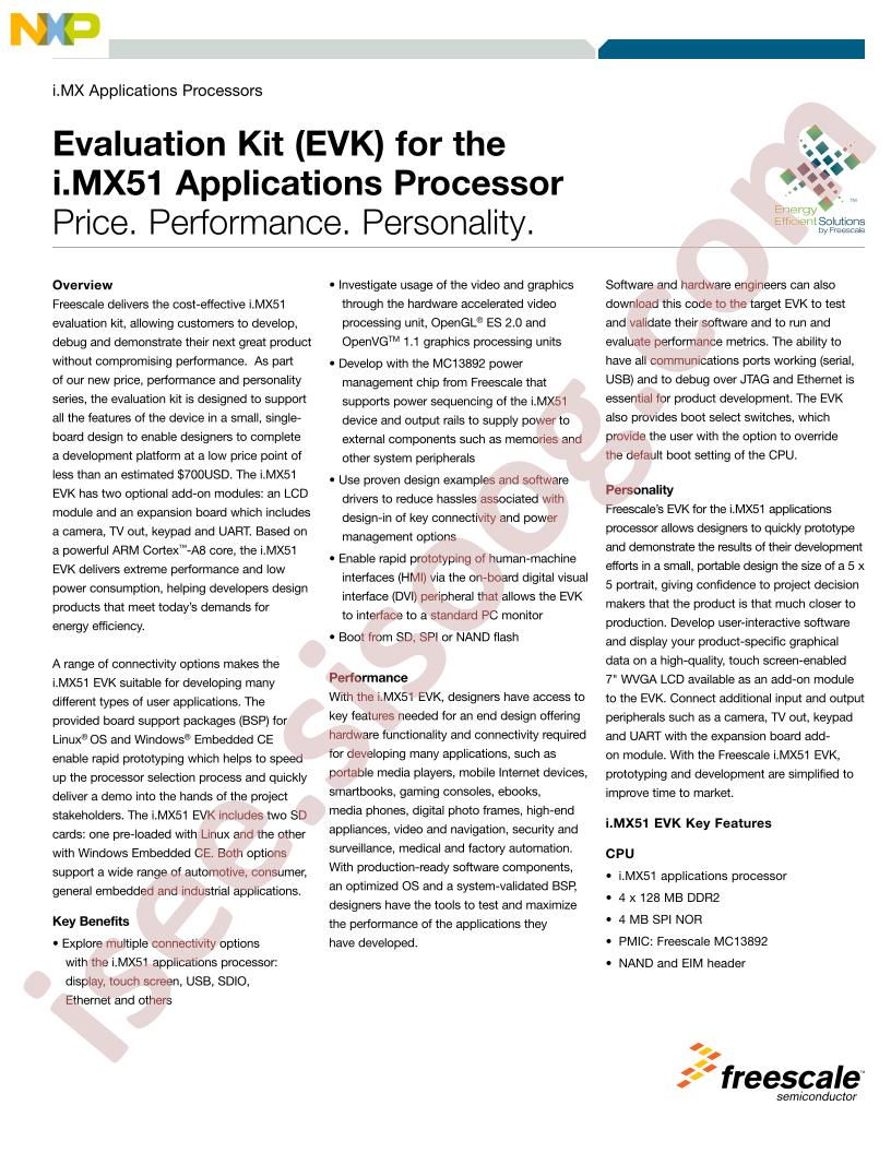 i.MX51EVK Fact Sheet
