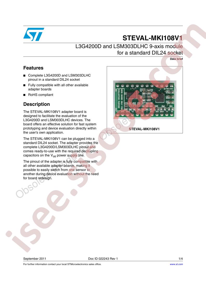 STEVAL-MKI108V1 Brief