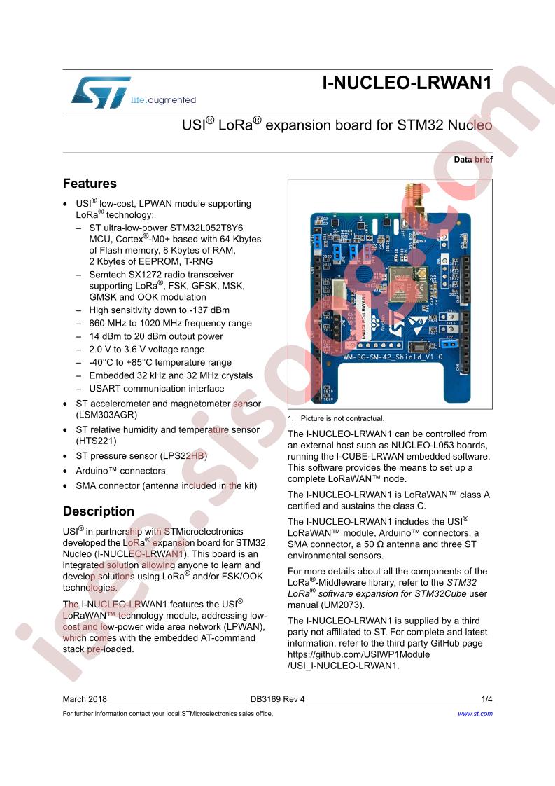 I-NUCLEO-LRWAN1 Data Brief