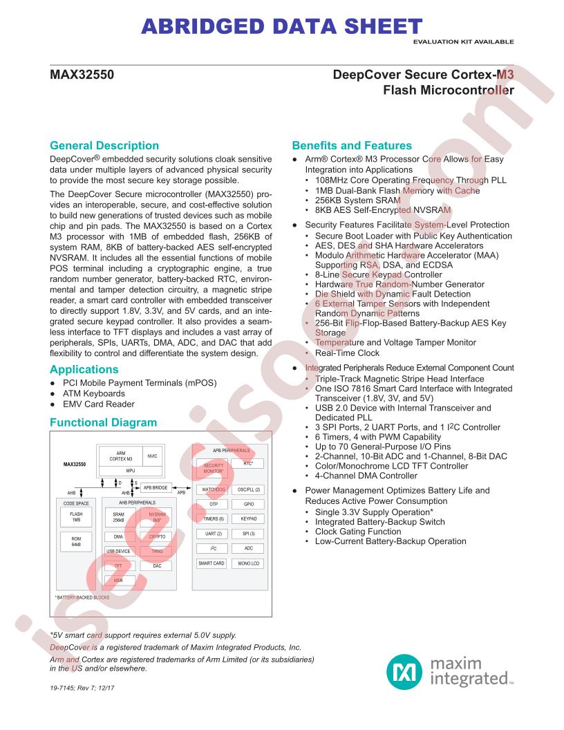 MAX32550 Abridged Datasheet