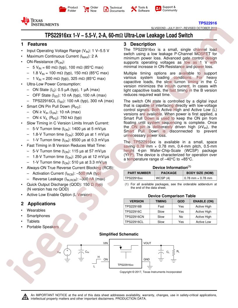 TPS22916 Datasheet