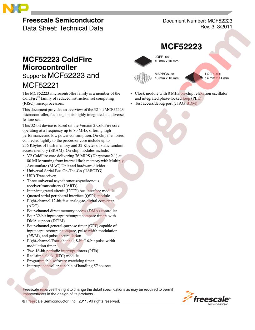 MCF52221, 23 Datasheet