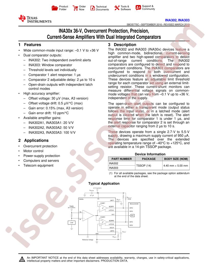 INA302, INA303 Datasheet