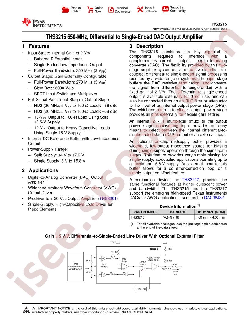 THS3215 Datasheet