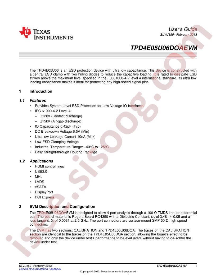 TPD4E05U06DQAEVM Guide