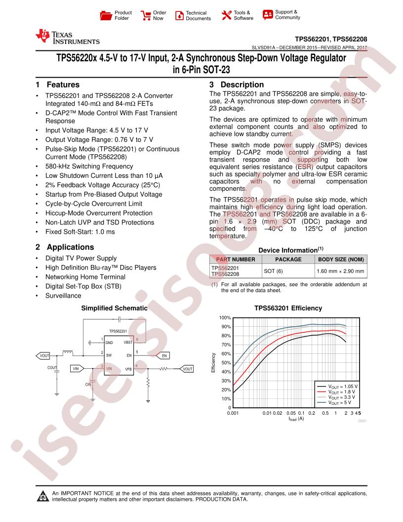 TPS562201, TPS562208 Datasheet