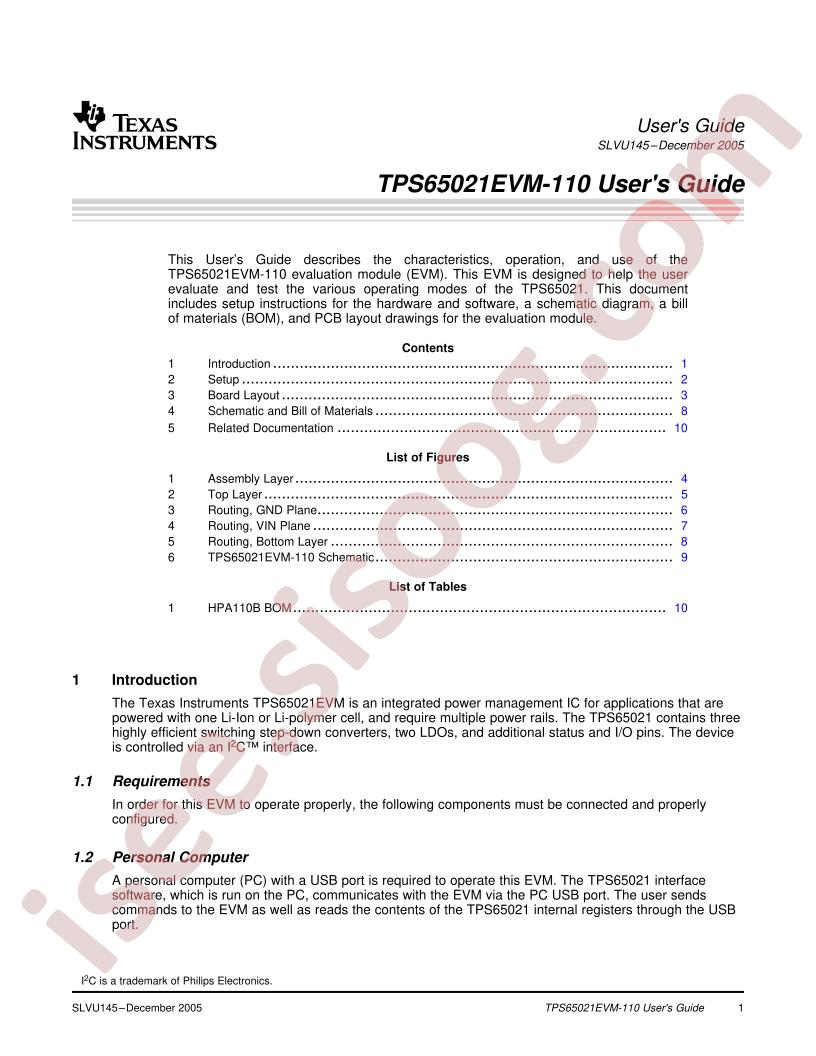 TPS65021EVM-110 Users Guide
