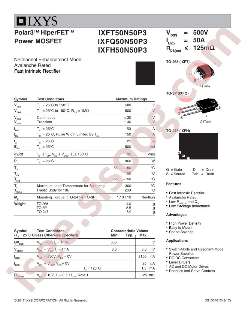 IXFx50N50P3