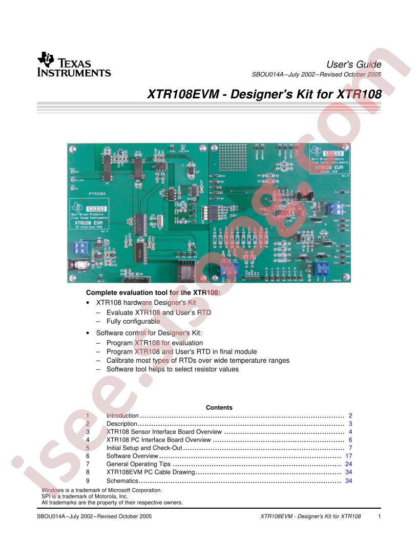 XTR108EVM Users Guide
