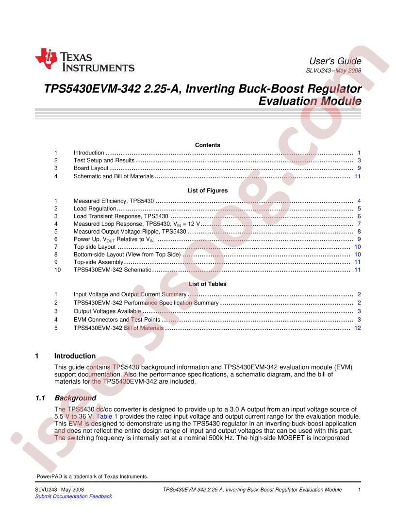 TPS5430EVM-342 User Guide