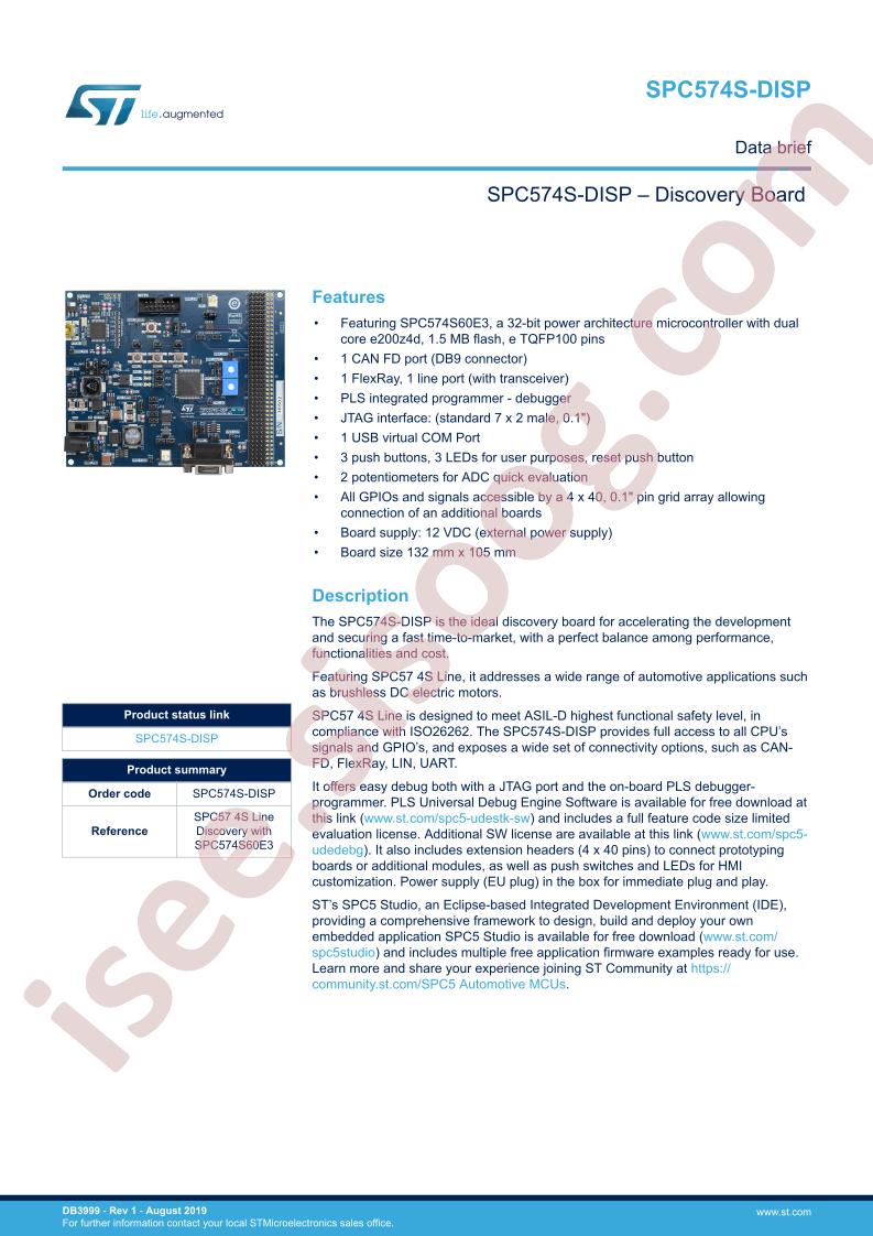 SPC574S-DISP Data Brief