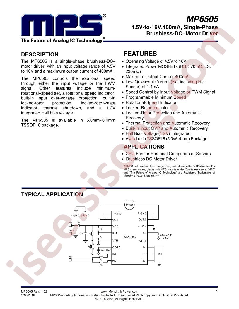 MP6505 Datasheet