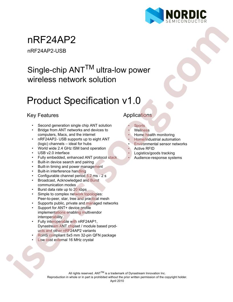 nRF24AP2-USB Specification