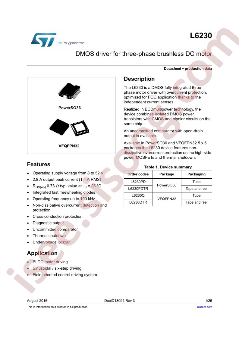 L6230 Datasheet