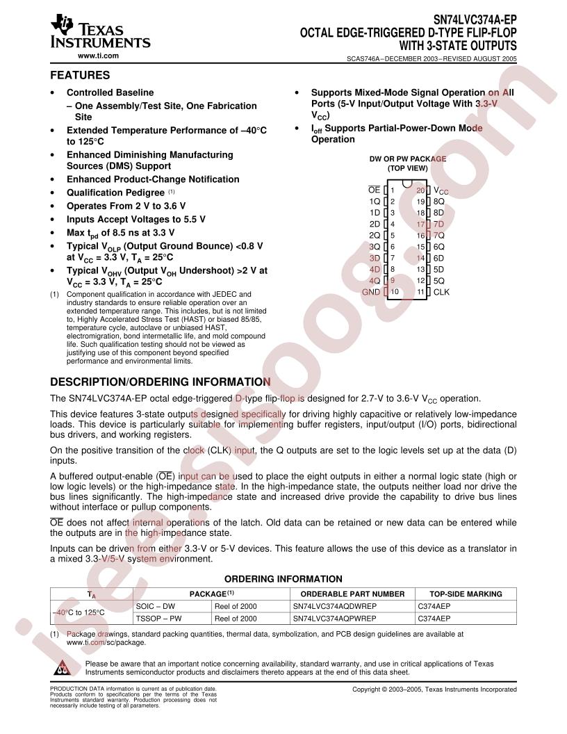 SN74LVC374A-EP