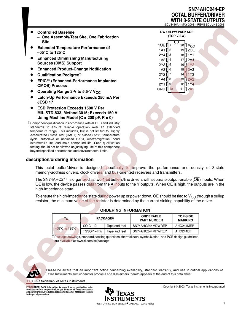 SN74AHC244-EP
