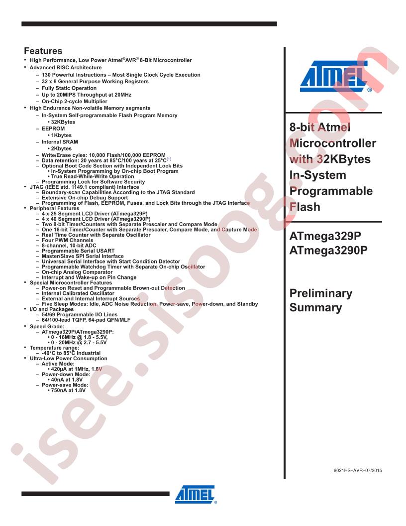 ATMEGA329P,3290P Summary