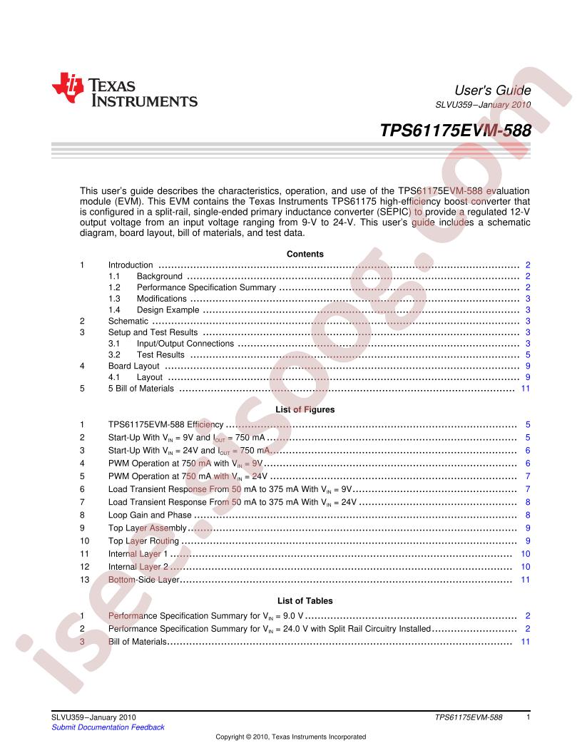 TPS61175EVM-588 User Guide